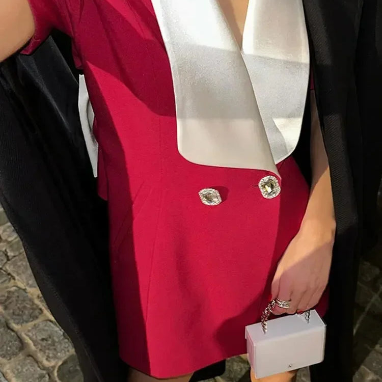 Sexy V Neck Puff Sleeve Back Bow Mini Dress Women Fashion Button Decor Slim Fit Dresses Elegant Female Banquet Vestidos