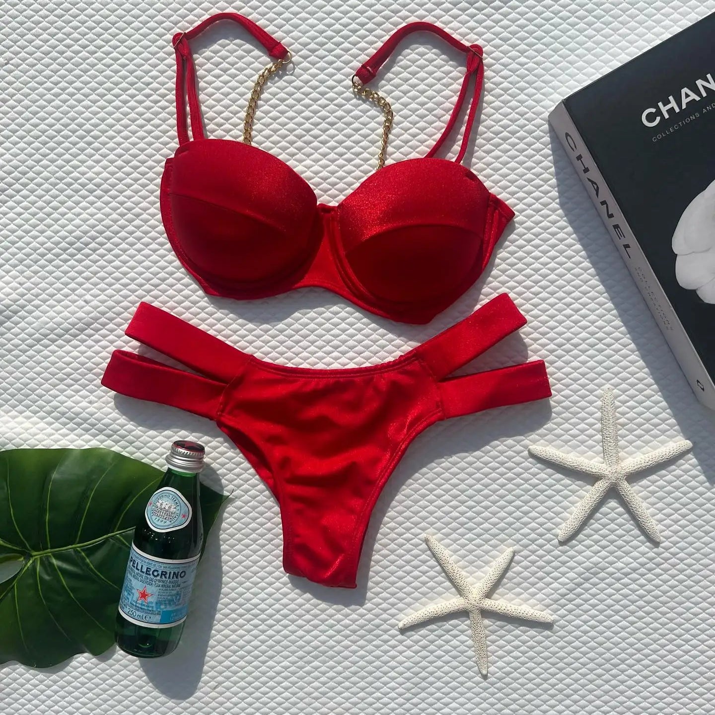 Summer Push Up Bikini Sets Solid Women's Swimsuit Vintage Print Swimwear Vacation Bathing Suit Sexy Summer Outfits Beachwear SE24303R1