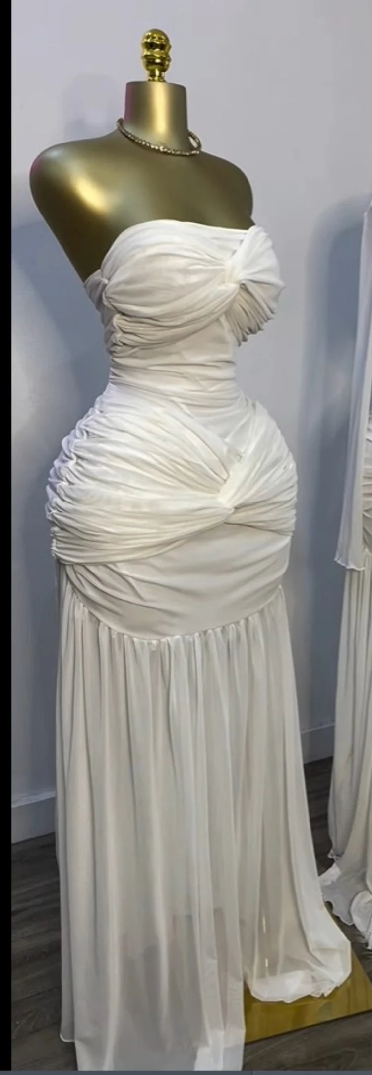 CM.YAYA Women Stacked Ruched Draped High Split Pleated Maxi Long Bodycon Dress 2025 Holiday Birthday Club Party Evening Dresses