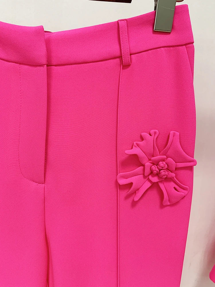 TWOTWINSTYLE Patchwork Appliques Long Trousers For Women High Waist Wide Leg Trouser Female Casual Fashion Clothing Spring