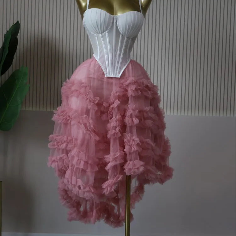 CM.YAYA Women's Dress Set Tunic Irregular Crop Top and Irregular Ball Gown Maxi Long Skirt Suit 2025 Two 2 Piece Set Outfits