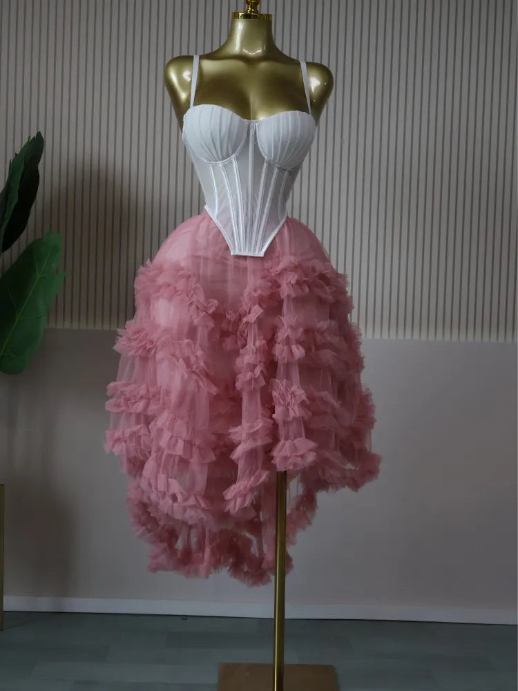 CM.YAYA Women's Dress Set Tunic Irregular Crop Top and Irregular Ball Gown Maxi Long Skirt Suit 2025 Two 2 Piece Set Outfits