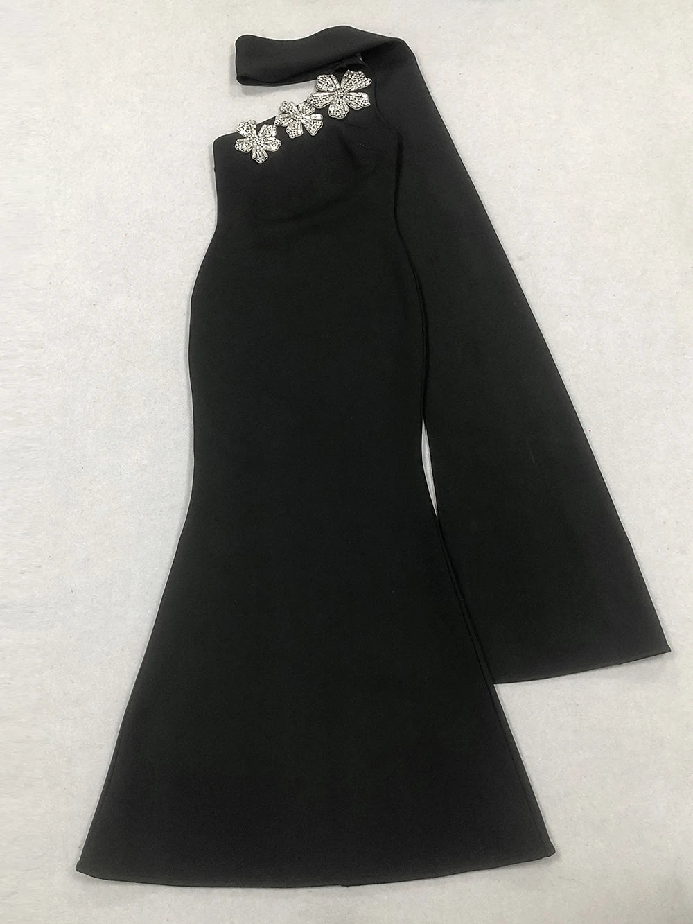 Elegant Solid Diamond Flower Bandage Women Halter Dress Off Shoulder Sleeveless Backless Slim Female Maxi Dresses 2025 Lady Robe