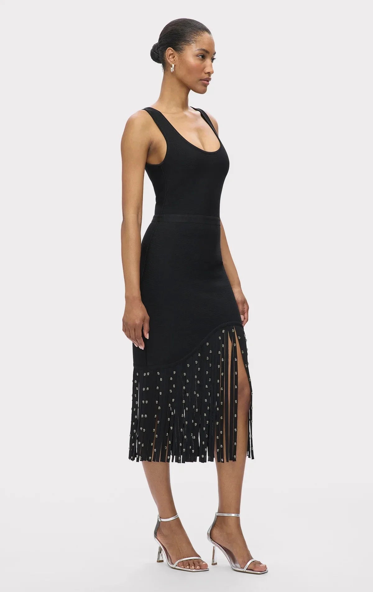 Fashion Crystal Tassel Temperament Suspender Bodycon Bandage Dress Sexy Midi Evening Party Birthday Dresses Vestidos