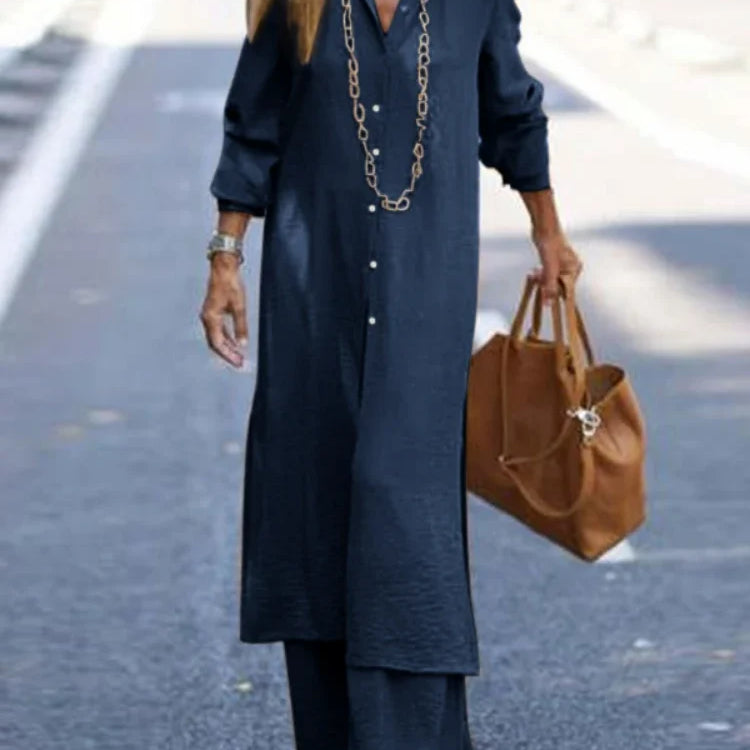 Summer Fashion Plus Size Women's New Matching Collection Elegant Loose Robe Wide Leg Pants Temperament Two Piece Set