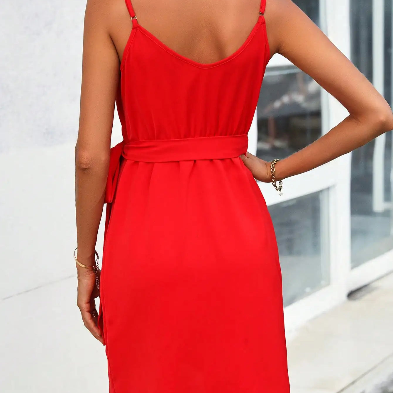 Cross border European and American fashion sexy V-neck dress