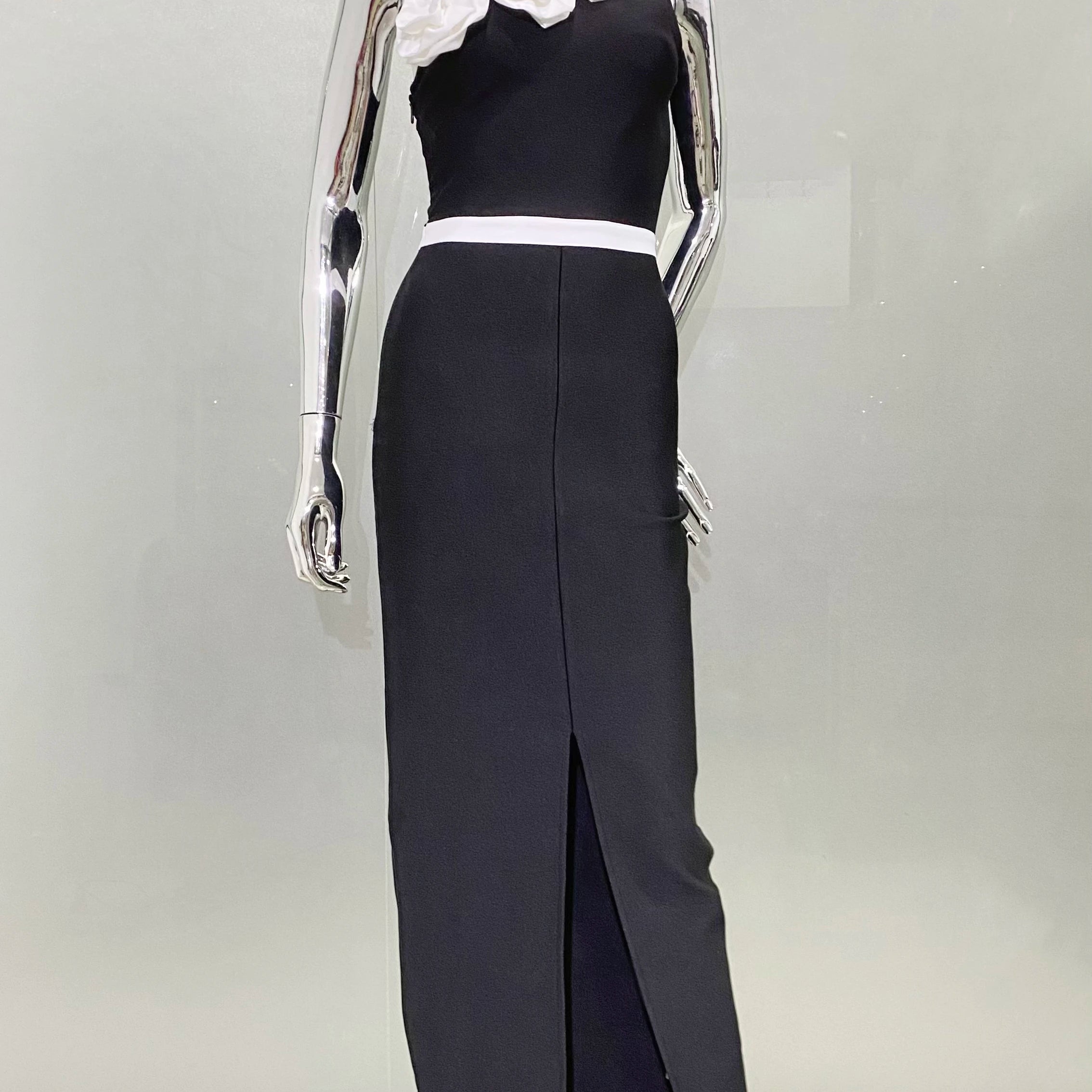 High Quality Women Sexy One Shoulder White Florals Bodycon Bandage Long Dress Fashion Celebrate Evening Party Birthday Dress