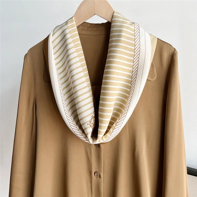 135cm Twill Silk Scarf Women Bandana Scarf Design Kerchief Scarves For Ladies Fashion Shawl Echarpe