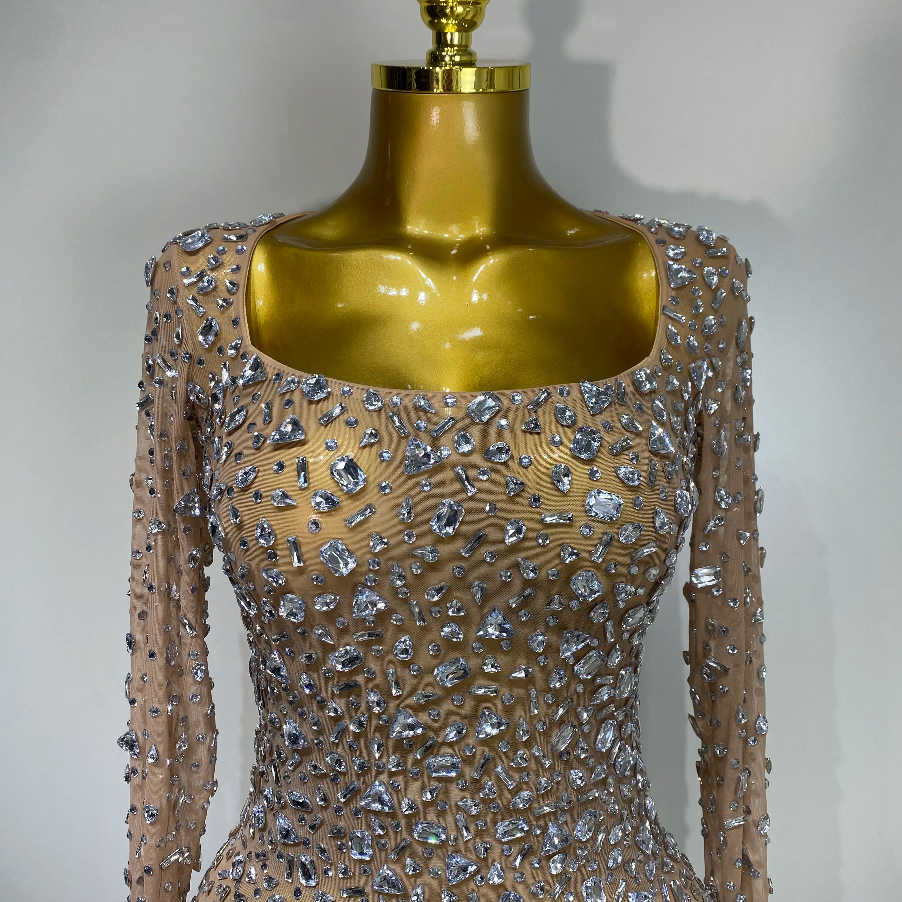 Sparkling Diamond Elegant Party Short Dress Celebrity Evening Party Prom Dress Nightclub Stage Outfit Luxury Birthday Dress