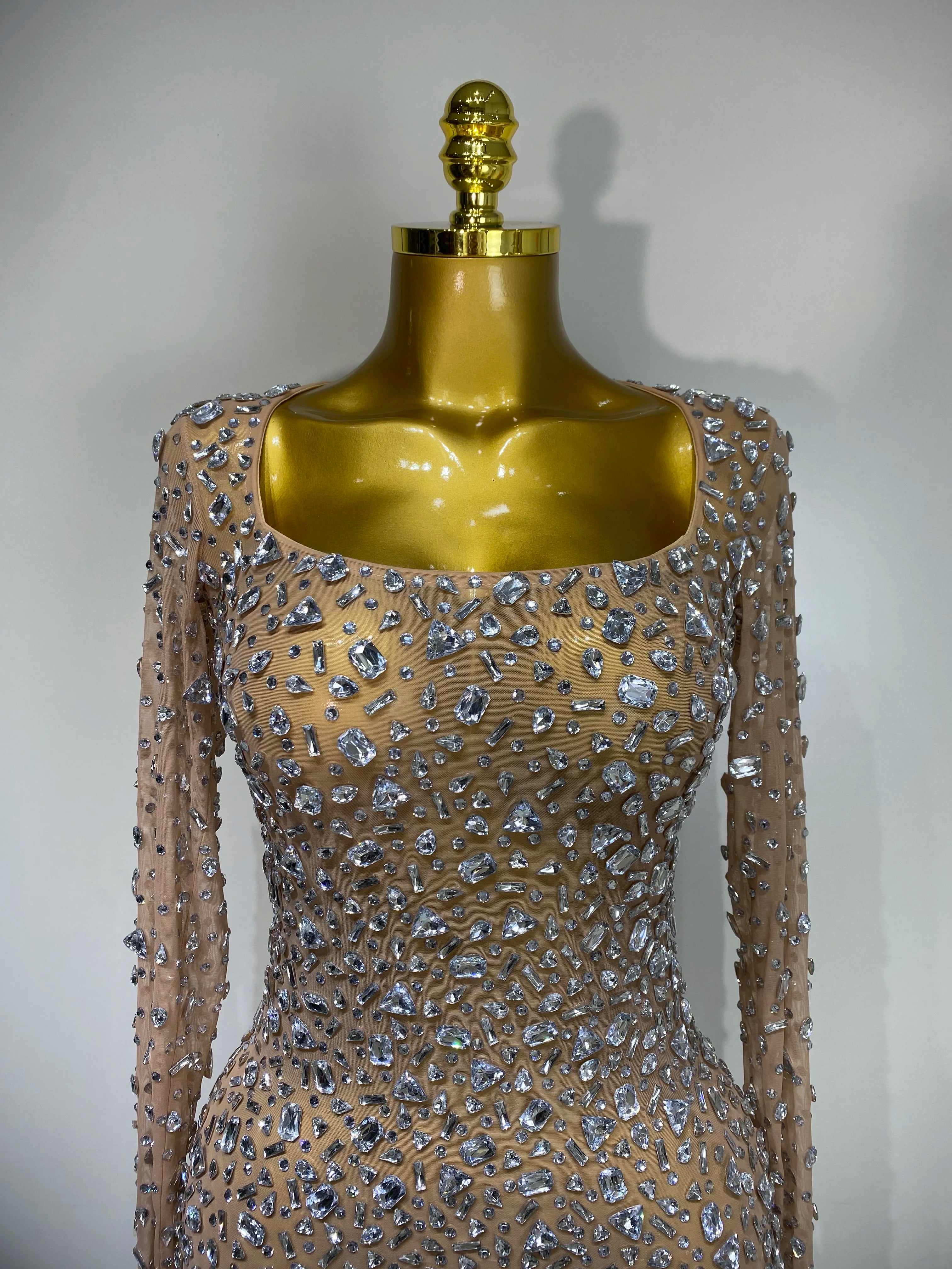 Sparkling Diamond Elegant Party Short Dress Celebrity Evening Party Prom Dress Nightclub Stage Outfit Luxury Birthday Dress