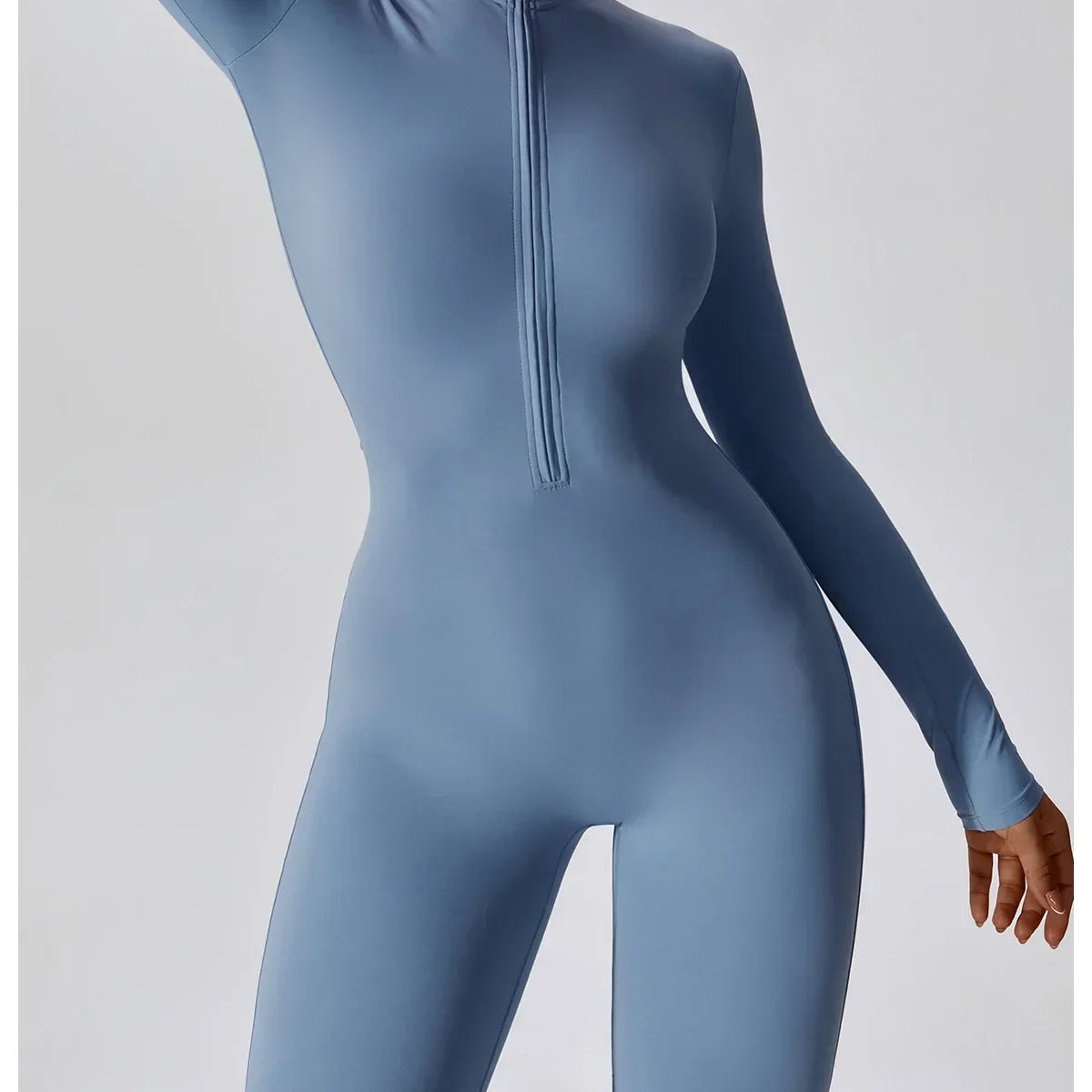 Yoga Jumpsuit Women Seamless Sports Zipper Jumpsuit Set Gym Long Sleeve Fitness Suit Elastic Gym Workout Bodysuit Athletic Wear