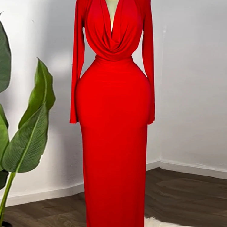 CM.YAYA Women Full Sleeve Pile Collar Long Maxi Dress 2025 Sweet Holiday Beach Birthday Evening Sexy Girl Party Dresses Vestidos