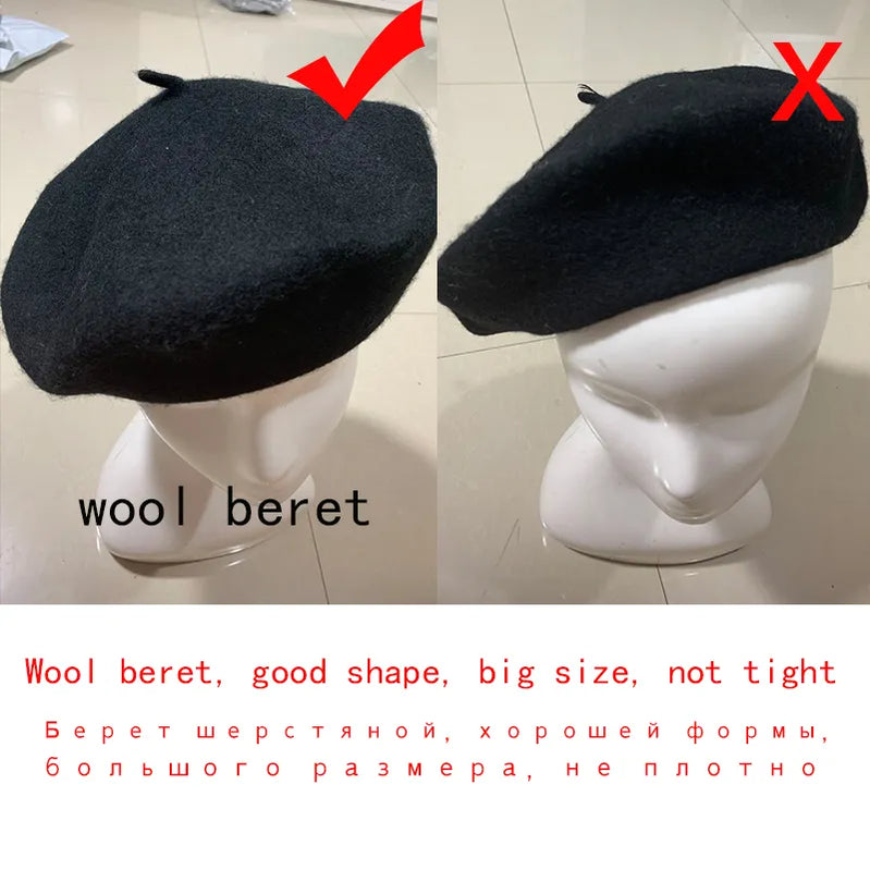 Wool Thick Berets Artist French Beret Women Painter Hat Girls Female Warm Walking Cap
