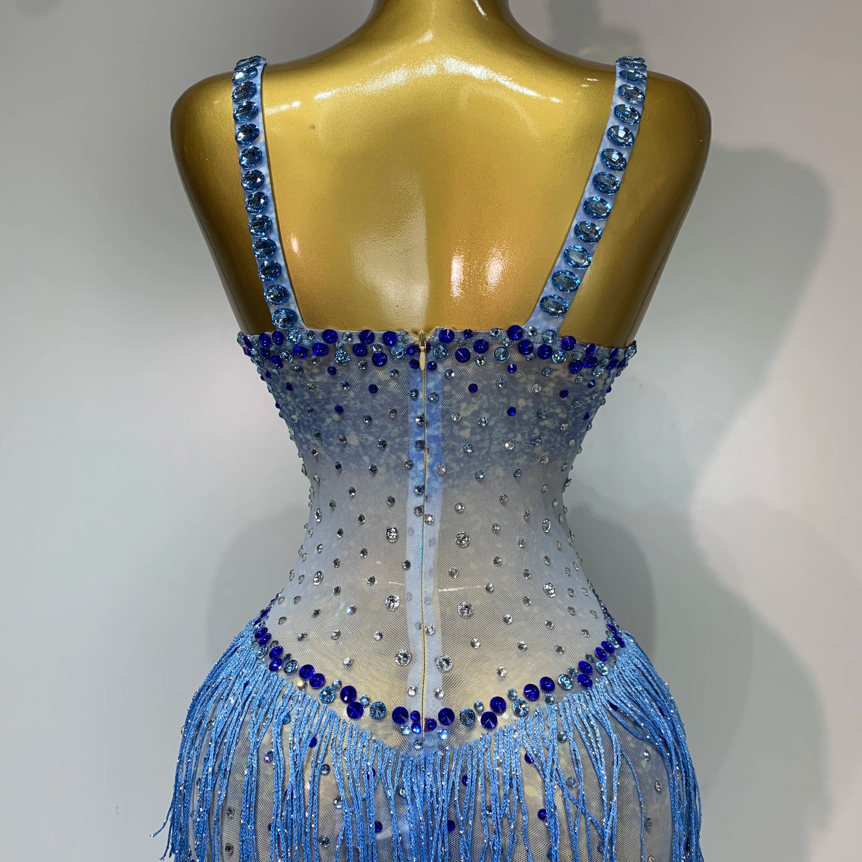 Vestido longo longo com franjas e strass brilhantes, feminino, sexy, transparente, elegante, para festa de aniversário, sessão de fotos