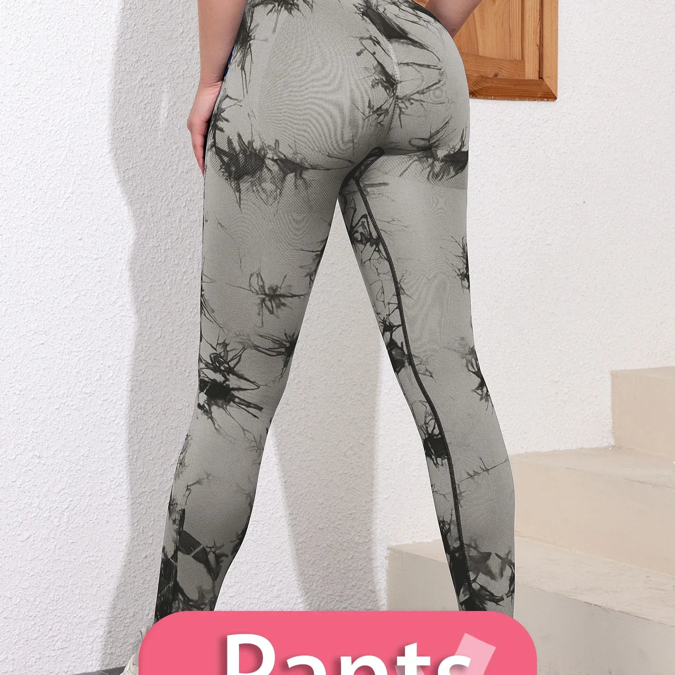 SALSPOR 1/2/3Pcs Tie Dye Seamless Butt Lifting Women Gym Set Stretch Running Outdoors Sport Yoga Outfit for Woman Skinny Shorts Black Pants