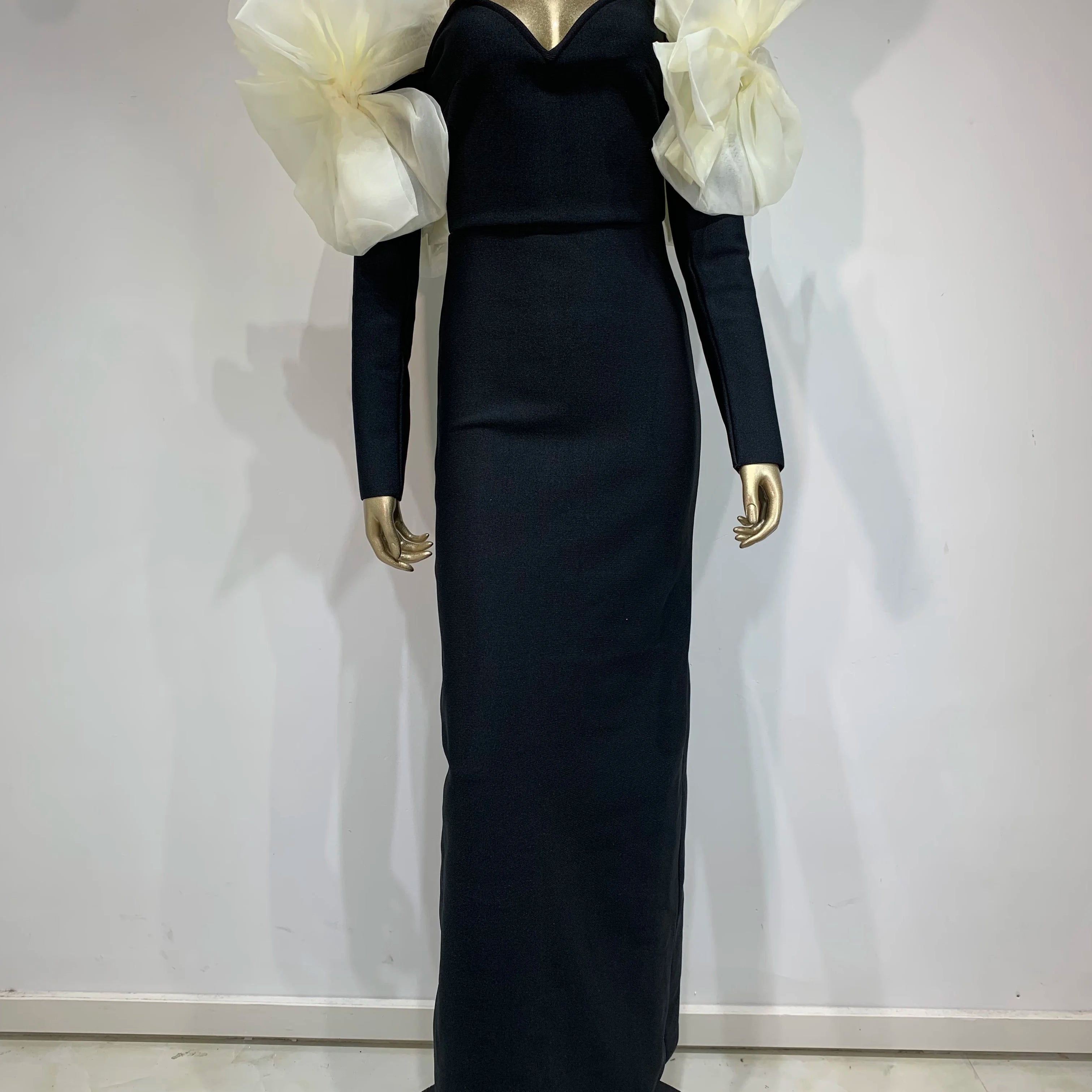 Women Sexy Off Shoulder Long Sleeve Red Black Maxi Long Celebrity Bodycon Bandage Dress 2025 Elegant Evening Club Party Dress