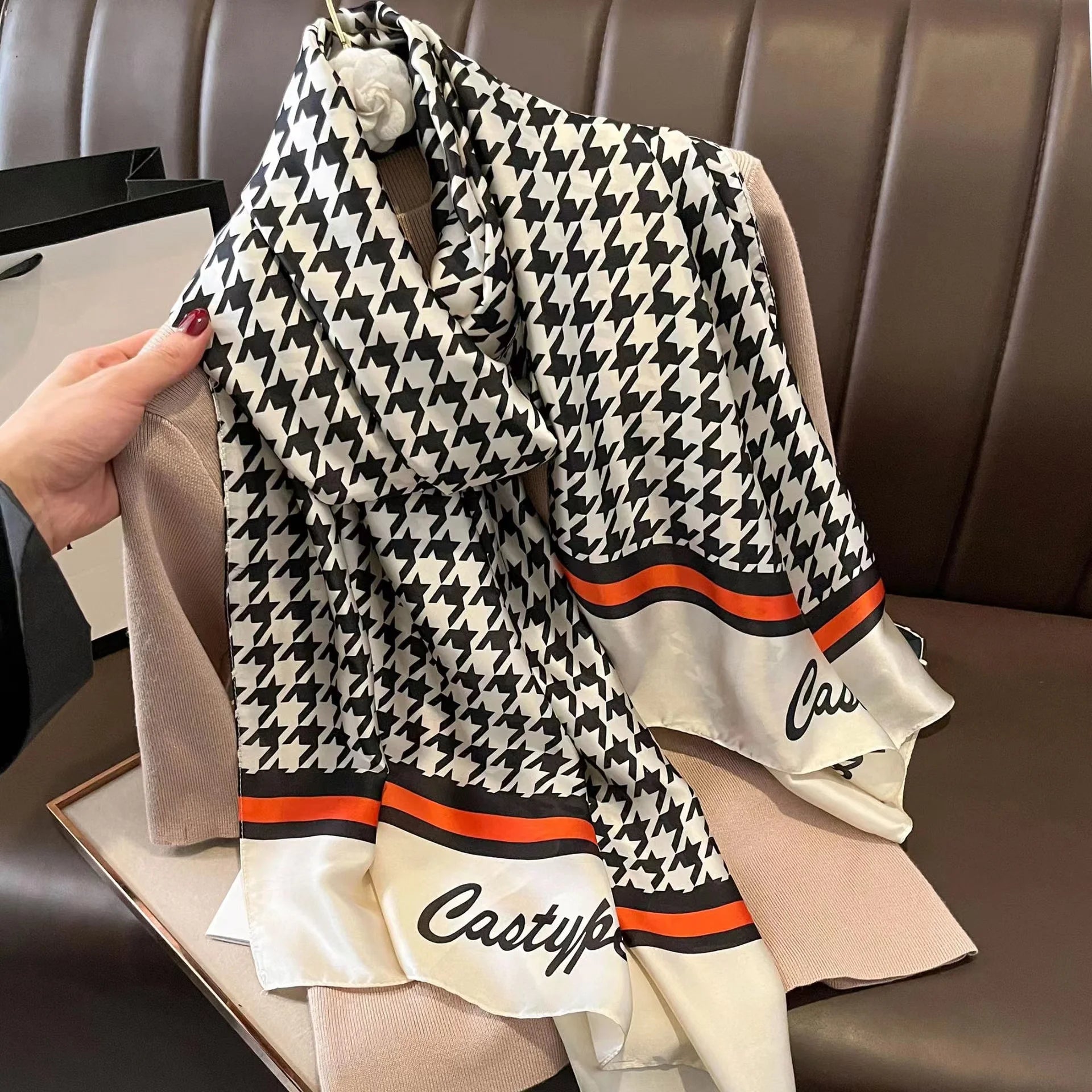 180*90cm Luxury Brand Spring Summer Autumn Women Clothing New Fashion Color matching printed silk scarf lady popular turba 15 180cmx90cm