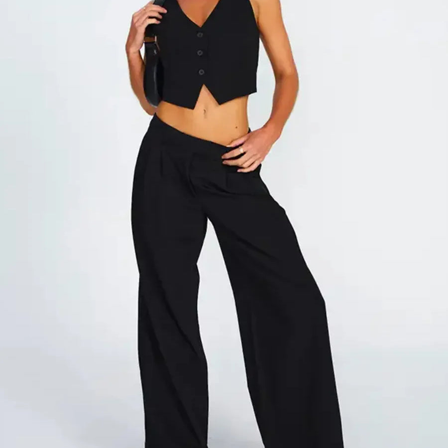 Women Vest Sleeveless V Neck Button Vest Solid Color Outwear Gilet for Casual Daily