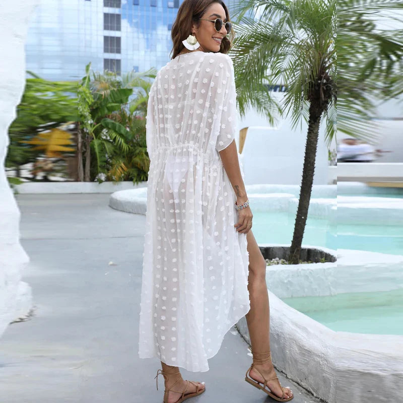White Beach Dress Woman Black Cover Up for Swimsuit Beach Cover Woman Luxury Fashion Long Maxi Dress Outing Robe Beachwear