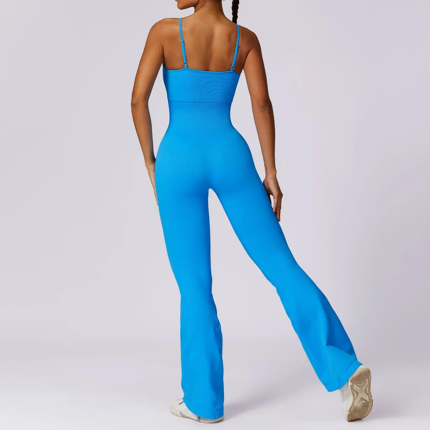 Seamless Jumpsuit Gym Set Women Training Yoga Suit Sportswear Women Sports Jumpsuit Fitness Rompers Stretch Workout Bodysuits Sky blue CHINA