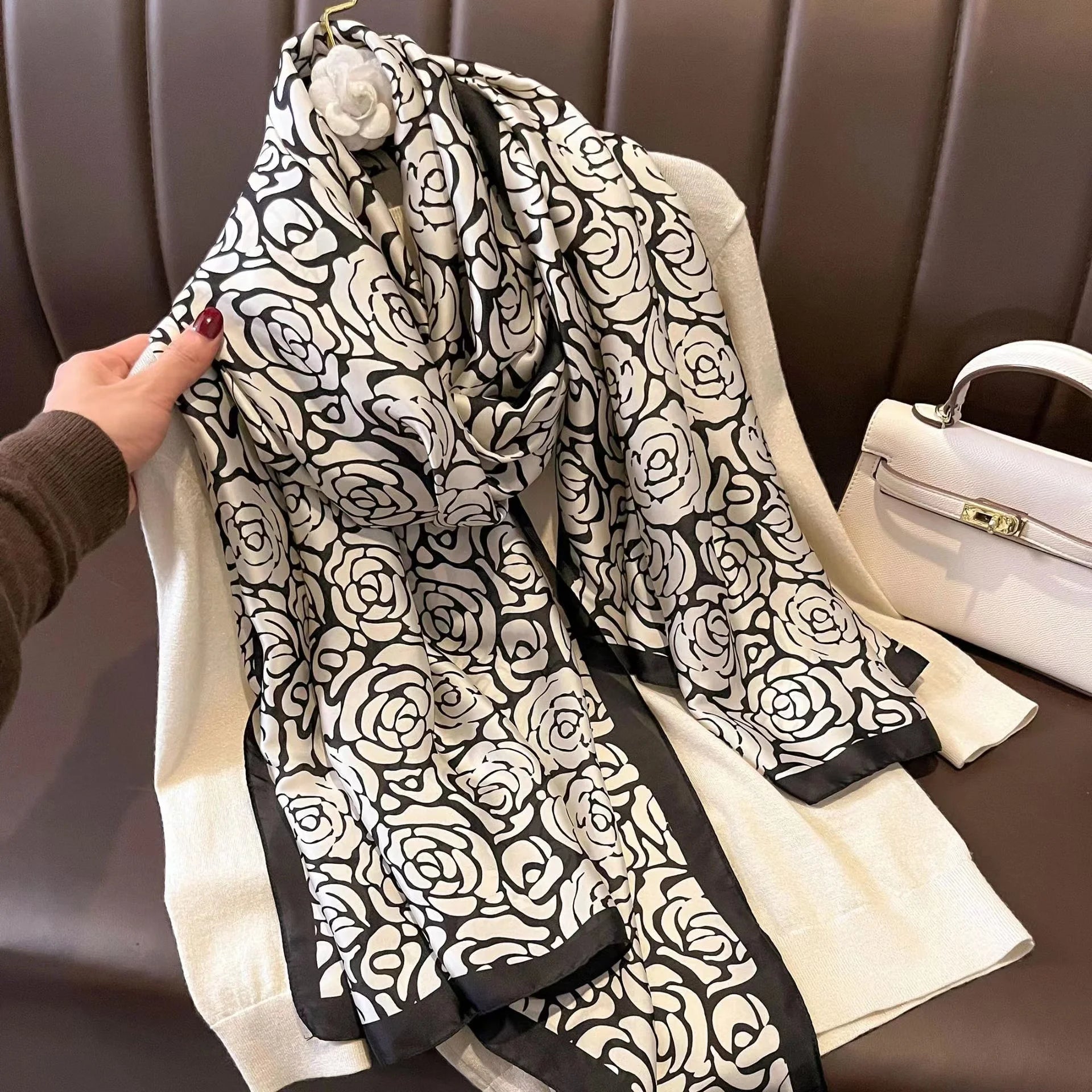 180*90cm Luxury Brand Spring Summer Autumn Women Clothing New Fashion Color matching printed silk scarf lady popular turba 34 180cmx90cm