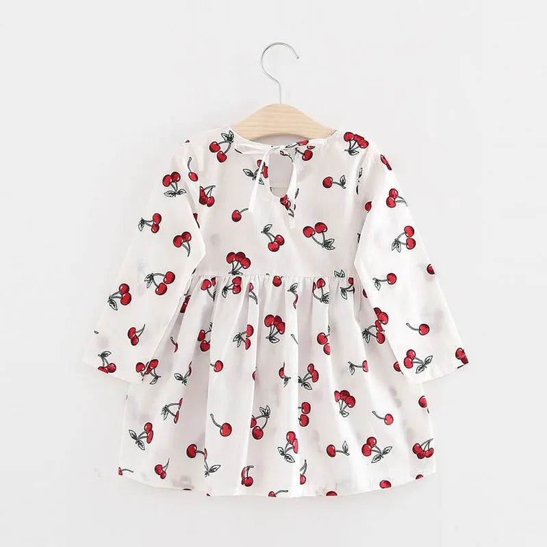 Baby Girls Floral Princess Dress Spring Autumn Korean Style Long Sleeve Big Turn Down Collar Kids Girl Dresses Summer 2024 New Dress N