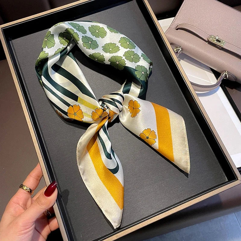 Square 100% Real Silk Scarf Women Bufanda Shawls Wraps for Lady Neckerchief Natural Foulard Femme Bandana Scarves Pashmina 2023 18144 68x68cm