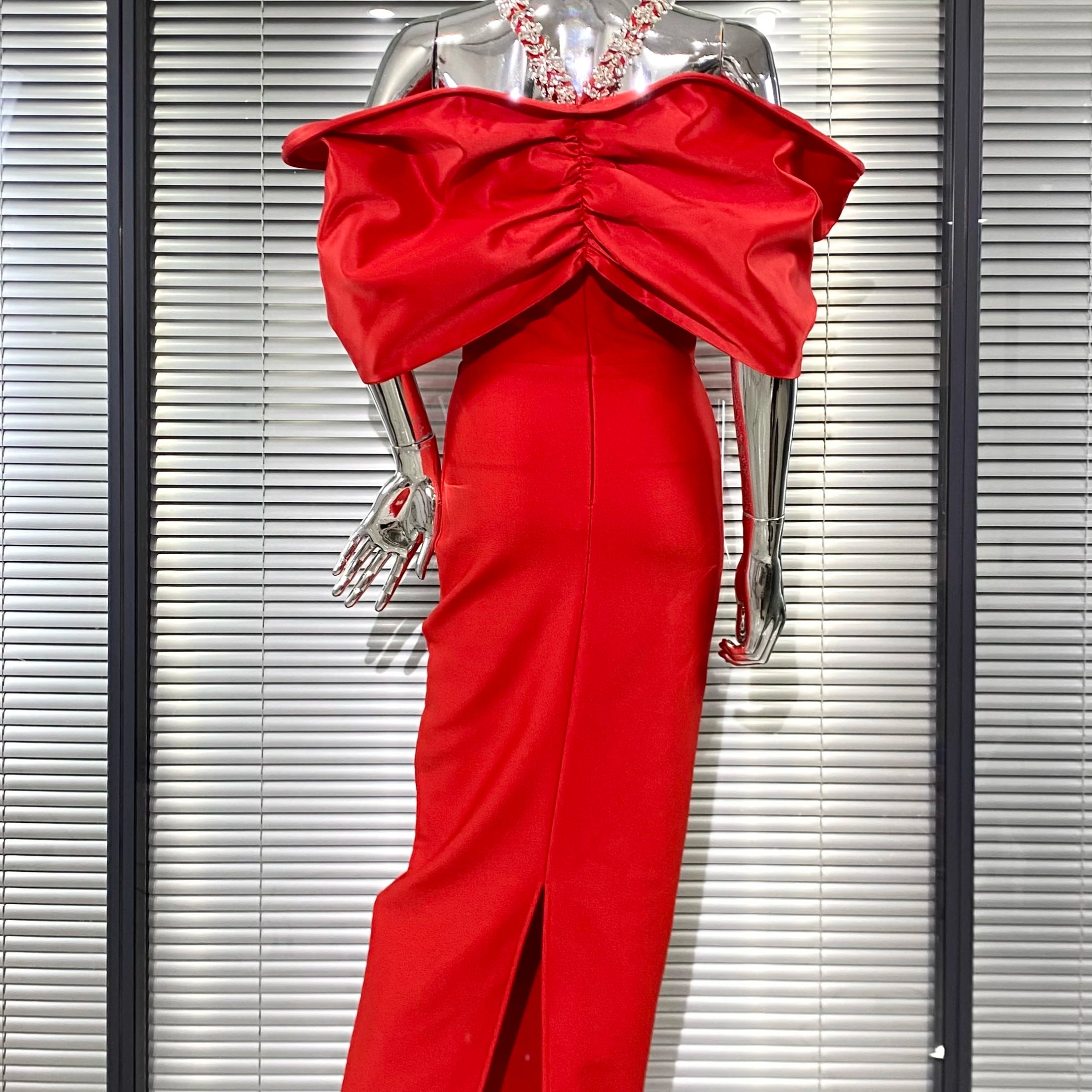 Sexy Off The Shoulder Shinind Diamond Halter Ankle Length Bandage Dress Elegant Woman Party Vestido Birthday Party Outfit