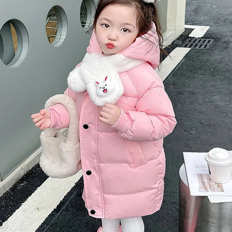 4-10 Years Boys Long Down Jackets Winter Kids Girls Thick Warm Hooded Outerwear Children Waistcoat Coat Fashion Casual Clothing