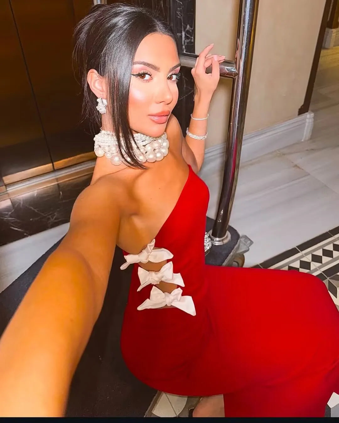 Red Black Women Sexy Off the Shoulder Bow Bodycon Bandage Long Dress Fashion Celebrate Evening Party Nightclub Wear