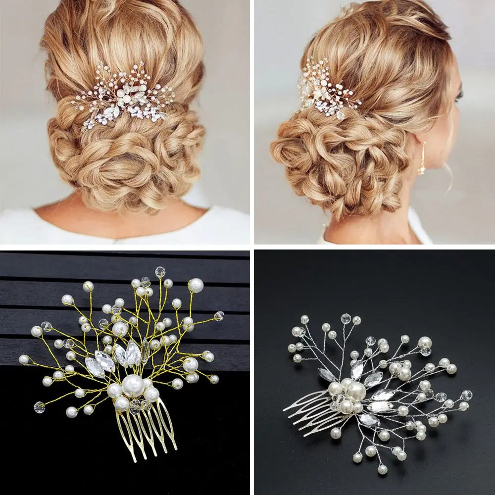 Pearl Women Hair Combs Wedding Hair Accessories Hair Pin Rhinestone Tiara Bridal Clips Crystal Crown Bride Hair Jewelry