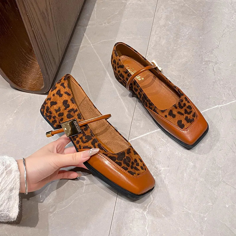 2024 Women's Low Heel Square Toe Pumps - Fashion Office Work Shoes Spring/Autumn Comfort Slip-On Flats