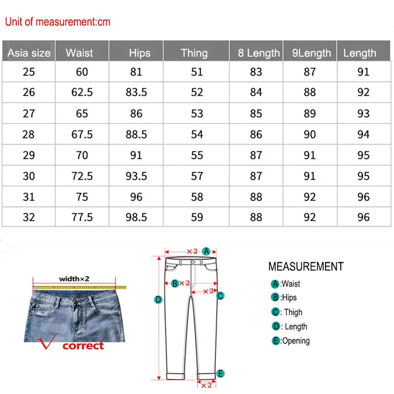 Straight Slim Fit Denim Jeans For Women High Waist French Elastic Classic Sweet Girl Design Long Pants