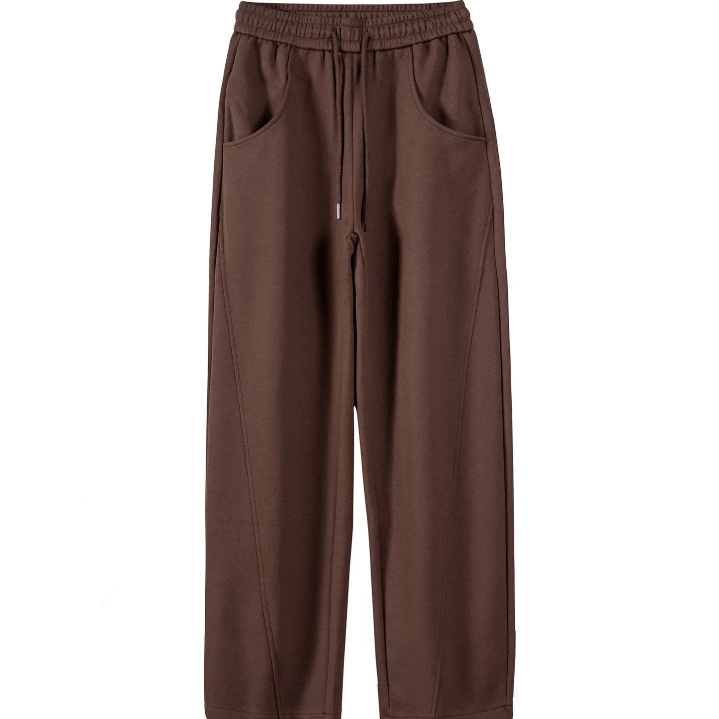 Leisure sanitary pants, feminine temperament, versatile for commuting, fashionable elastic waist pocket, straight tube Brown