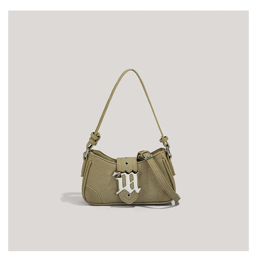 Women's Leisure Bag Luxury Designer Brand Handbag and Wallet Canvas Ribbon Sheet Metal Decoration Crossbody Bag Small Light green