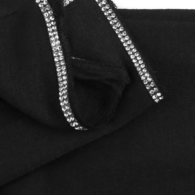 Sexy Rhinestone Black Dress Women Hipster Square Collar Full Sleeve Split Bodycon Midi Dresses Autumn Party Clubwear