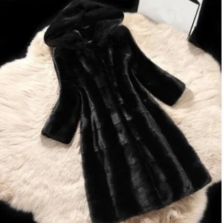 Women's Fashion Long Faux Fur Coat Autumn Winter Warm Women Faux Fox Fur Fluffy Jacket Furry Coats Long Sleeveless Jacket Teddy