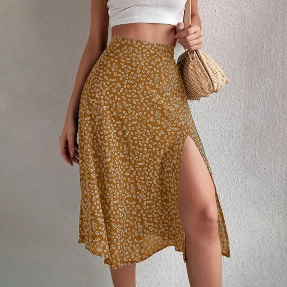 Summer Beach Skirt Trendy Thin A-line Colorfast Summer Beach Skirt Women Garment  Lady Midi Skirt  Lady Skirt