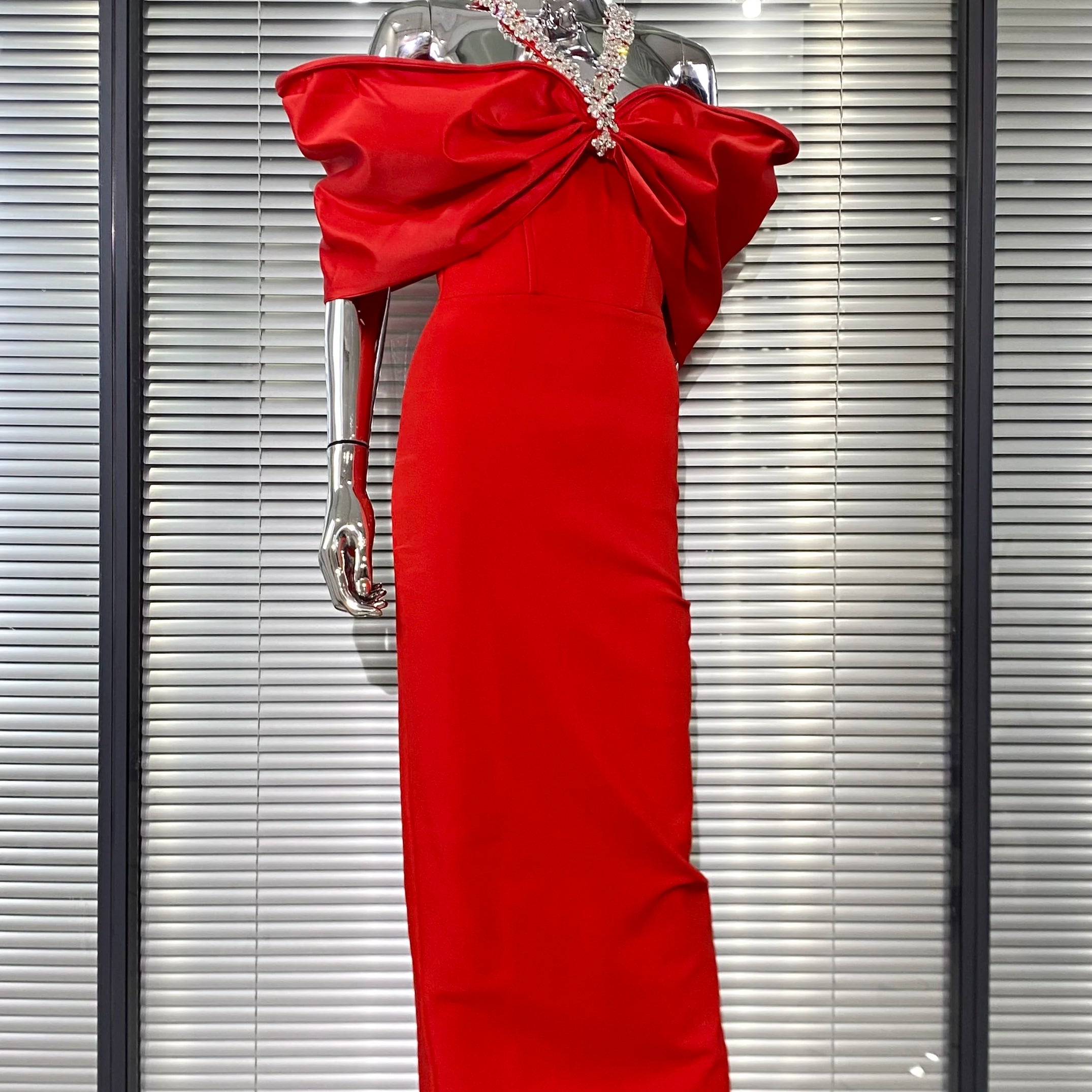 Sexy Off The Shoulder Shinind Diamond Halter Ankle Length Bandage Dress Elegant Woman Party Vestido Birthday Party Outfit