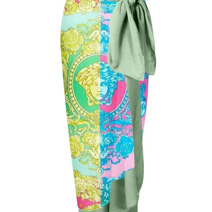 One Piece Swimsuit Women Swimwear Skirt Bowknot Cover Up Female Beachwear Dress New Brazilian Beach Bathing Suit Skirt 02