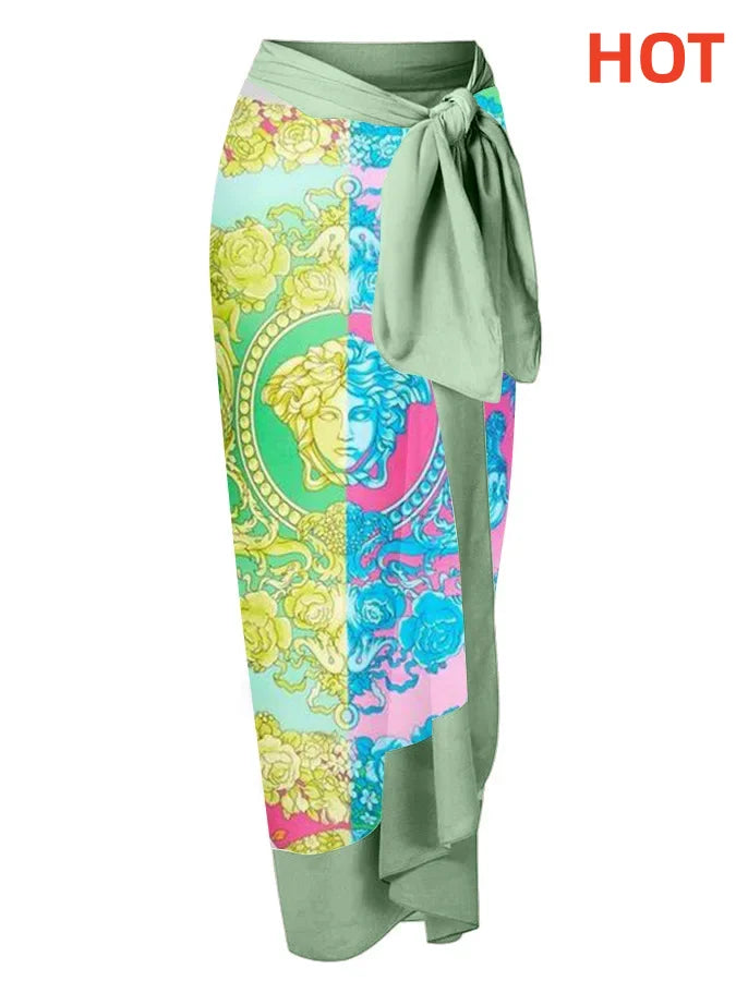 One Piece Swimsuit Women Swimwear Skirt Bowknot Cover Up Female Beachwear Dress New Brazilian Beach Bathing Suit Skirt 02