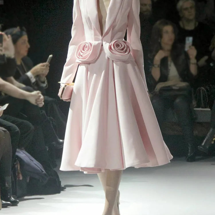 TWOTWINSTYLE Elegant Two Piece Set For Women Shawl Collar Long Sleeve Spliced Appliques Top High Waist A Line Skirt Slim Sets