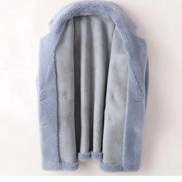 Real Fur Coat High Quality Australian Womens Natural Wool Coats Thick Warm Elegant Loose Large Size Long Outwear For Women