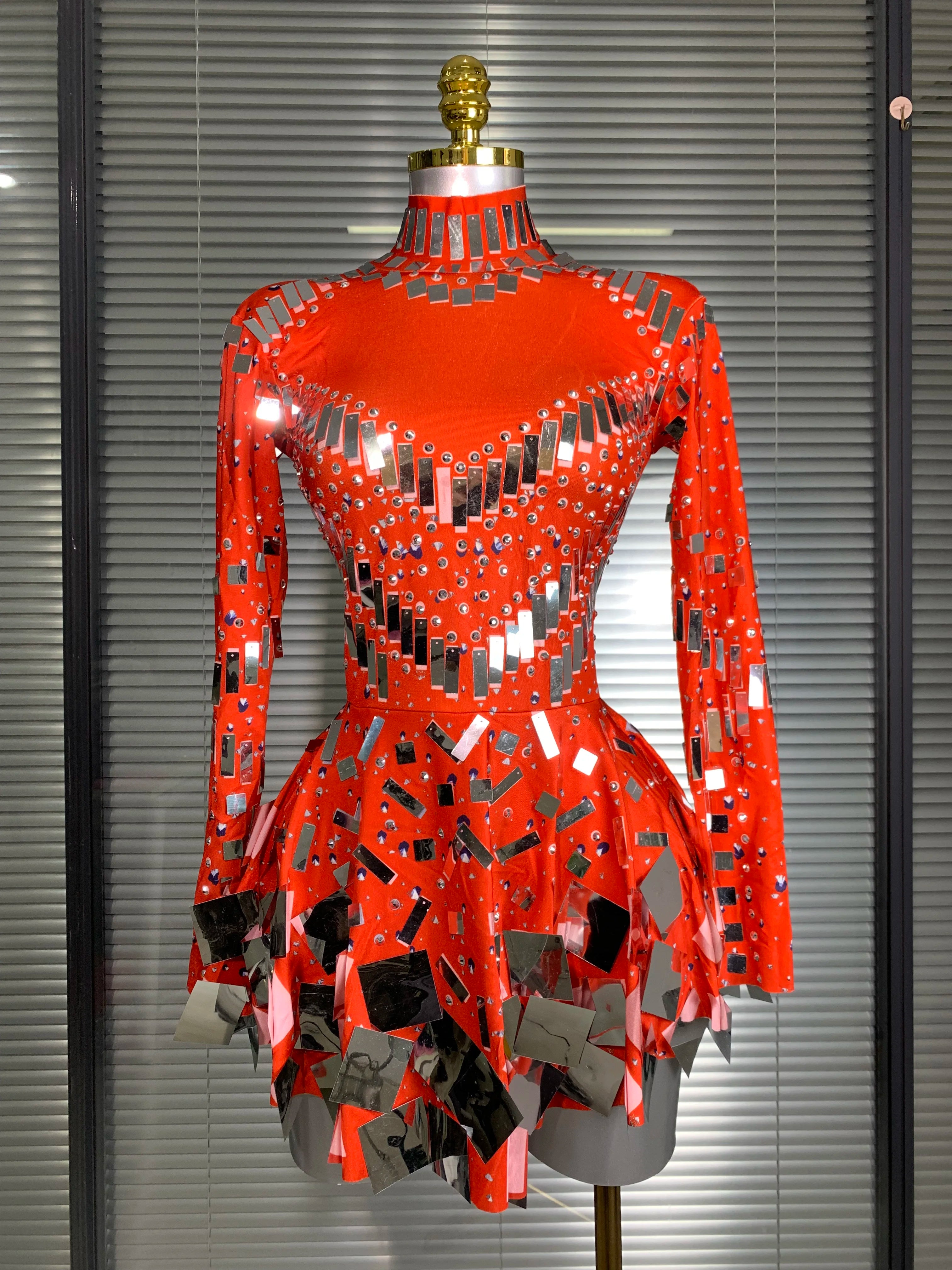 New Celebrity Women Sexy Stretched Skin Mini Night Club Sparkly Sequins Performance Costume Stage Dancer Party Dress