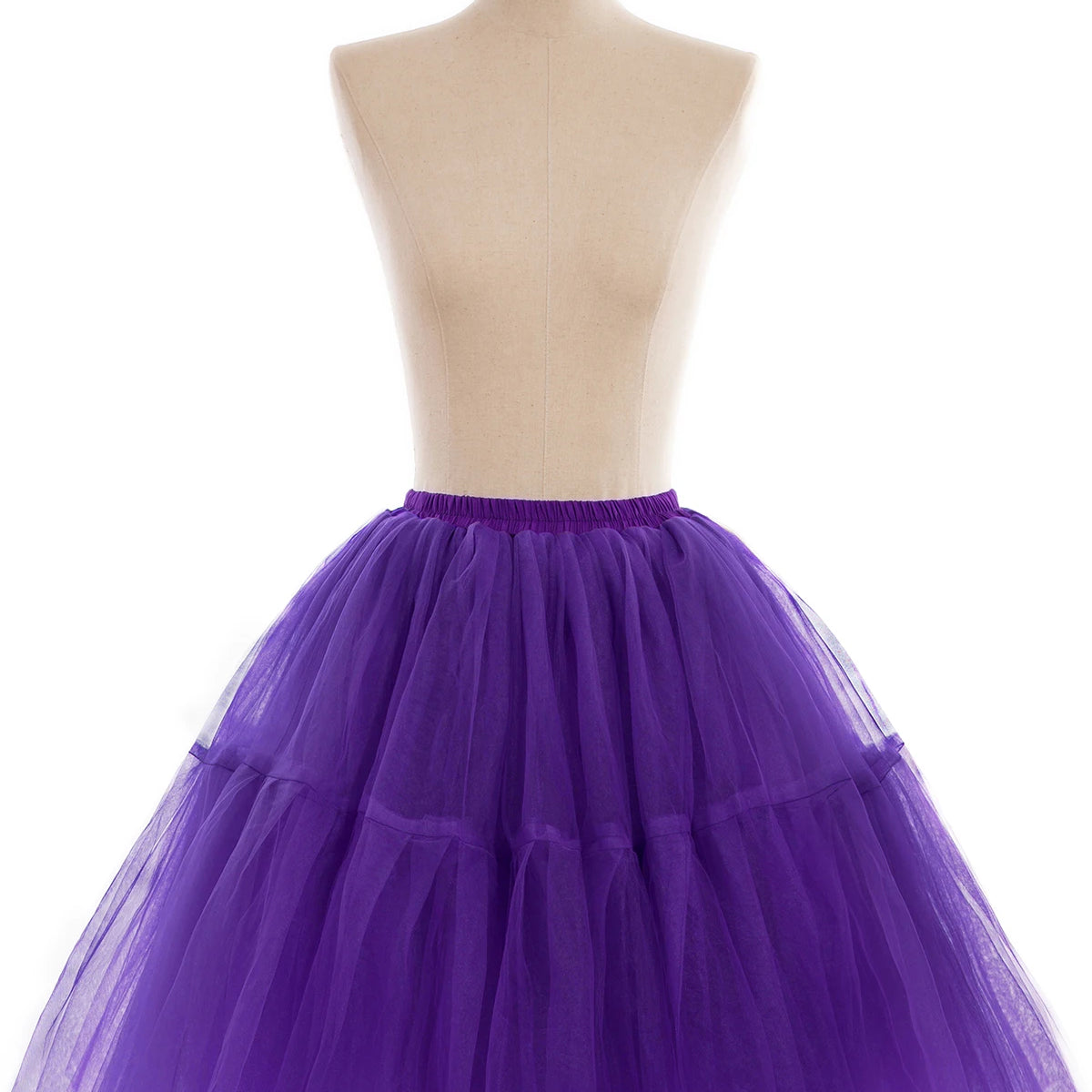 Black Multi-Layers Tulle Tutu Skirts Jupe Femme Saia Midi Summer Belly Dance High Waist Bridal Accessories Under Skirt CPA539 Purple