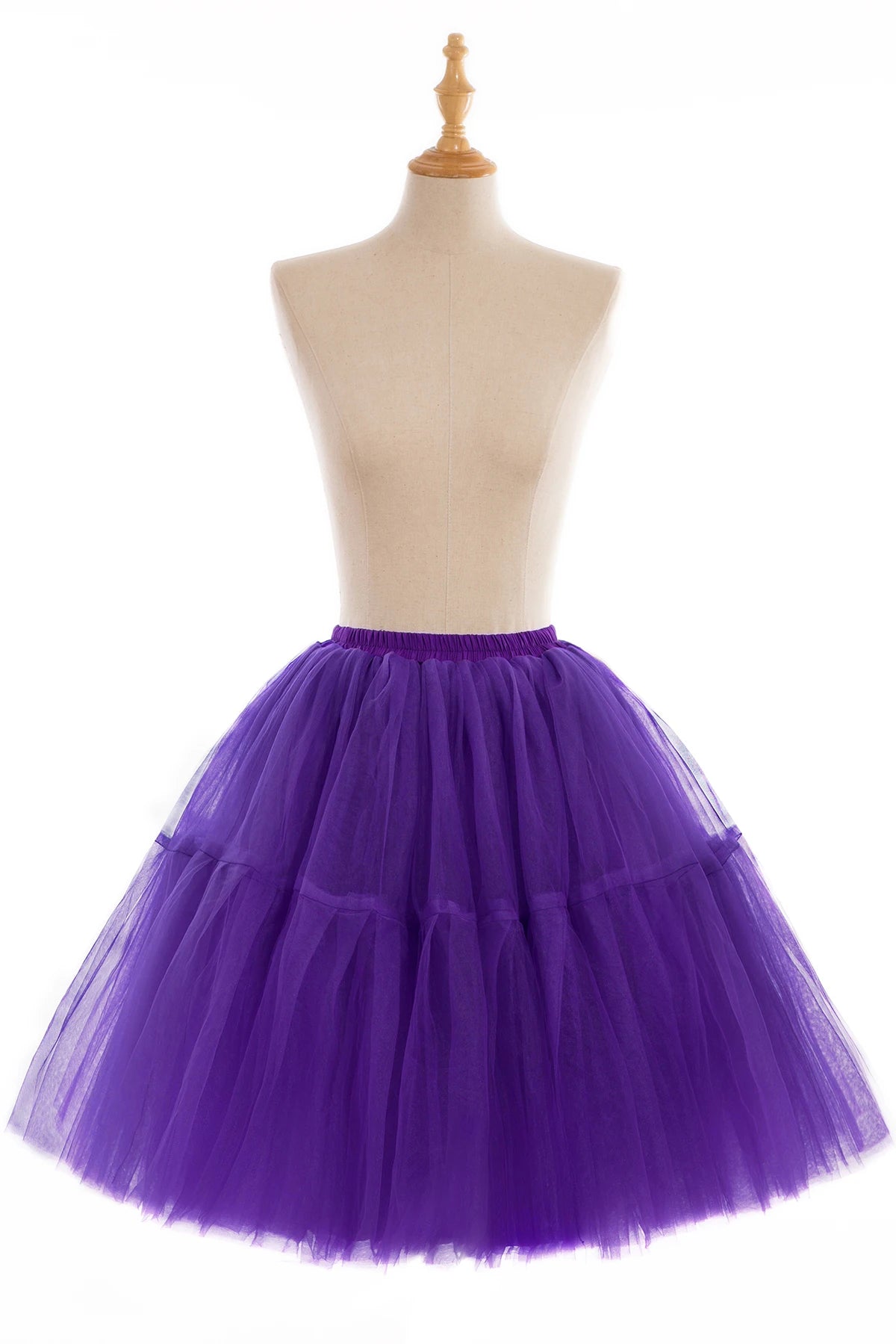 Black Multi-Layers Tulle Tutu Skirts Jupe Femme Saia Midi Summer Belly Dance High Waist Bridal Accessories Under Skirt CPA539 Purple