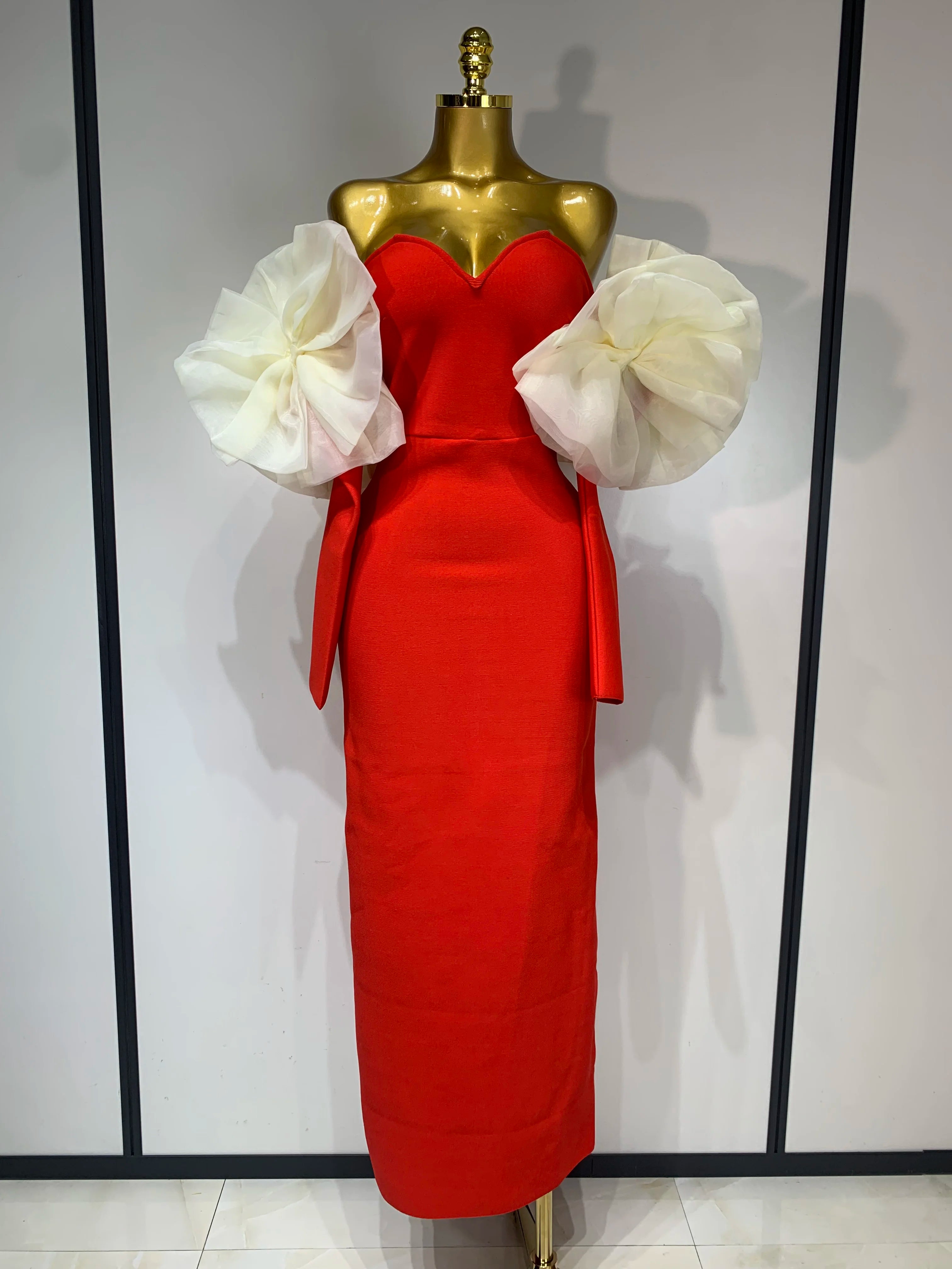 Sexy Off Shoulder Women Red Bodycon Bandage Dress 2025 Long Sleeved Celebrity Elegant Backless Dress Luxury Birthday Dresses