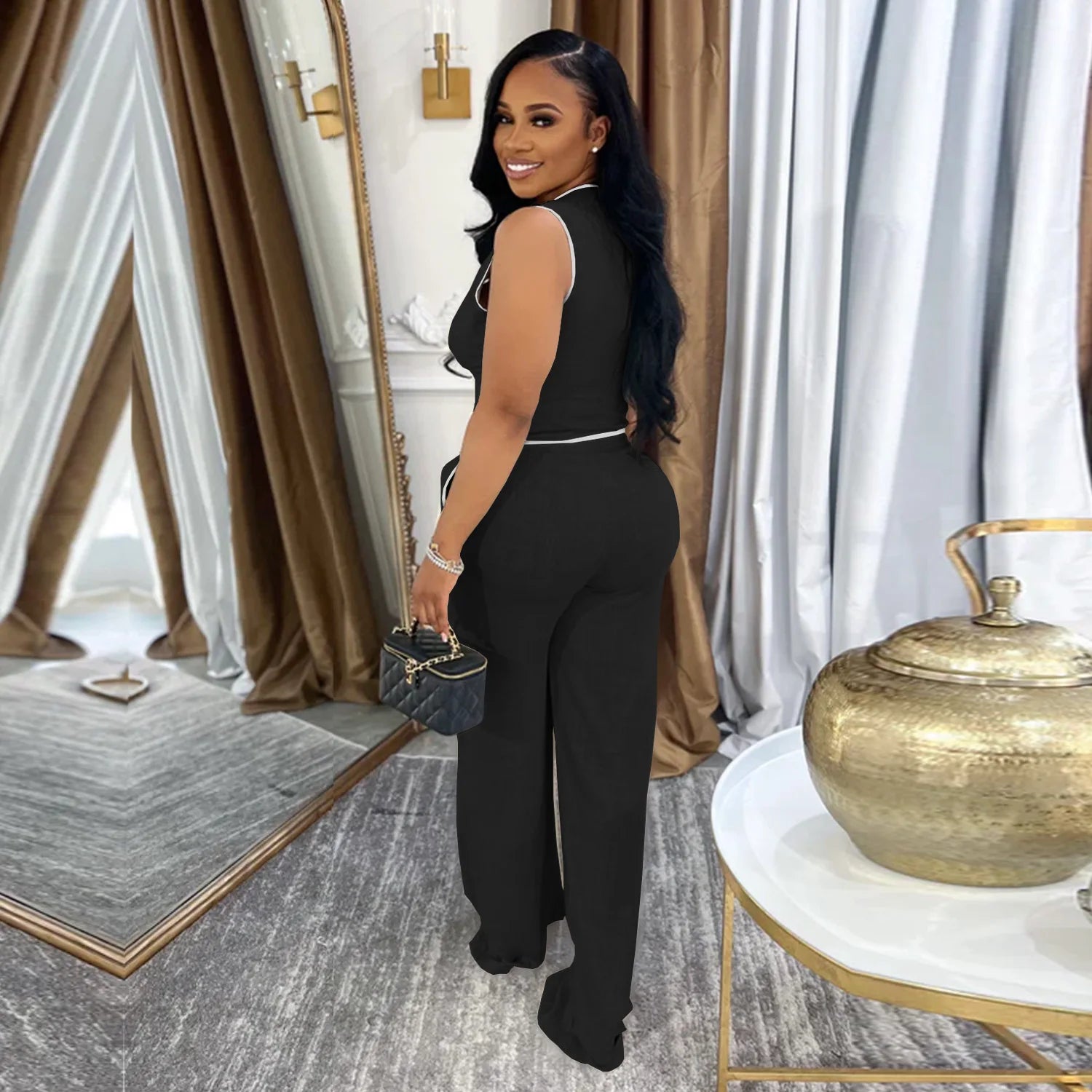 CM.YAYA Fashion Women's Set Strapless Vest Tops and Wide Leg Pants Suit 2025 Summer Street Two 2Piece Sets Outfit Tracksuit