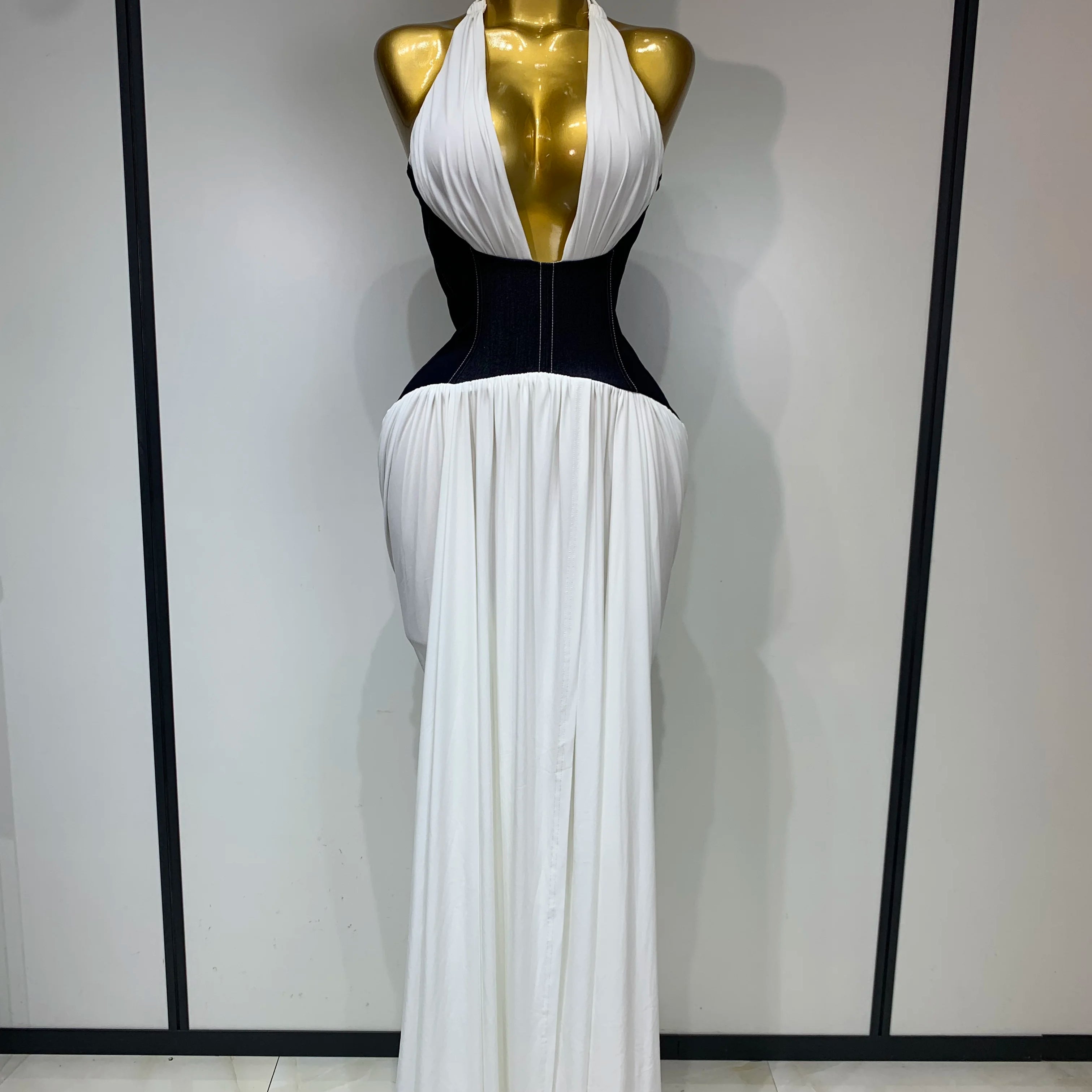 Women Sexy Backless Halter Front Slit Maxi Long Dress Elegant Evening Party Club Dress Luxury Birthday Wedding Guest Gown