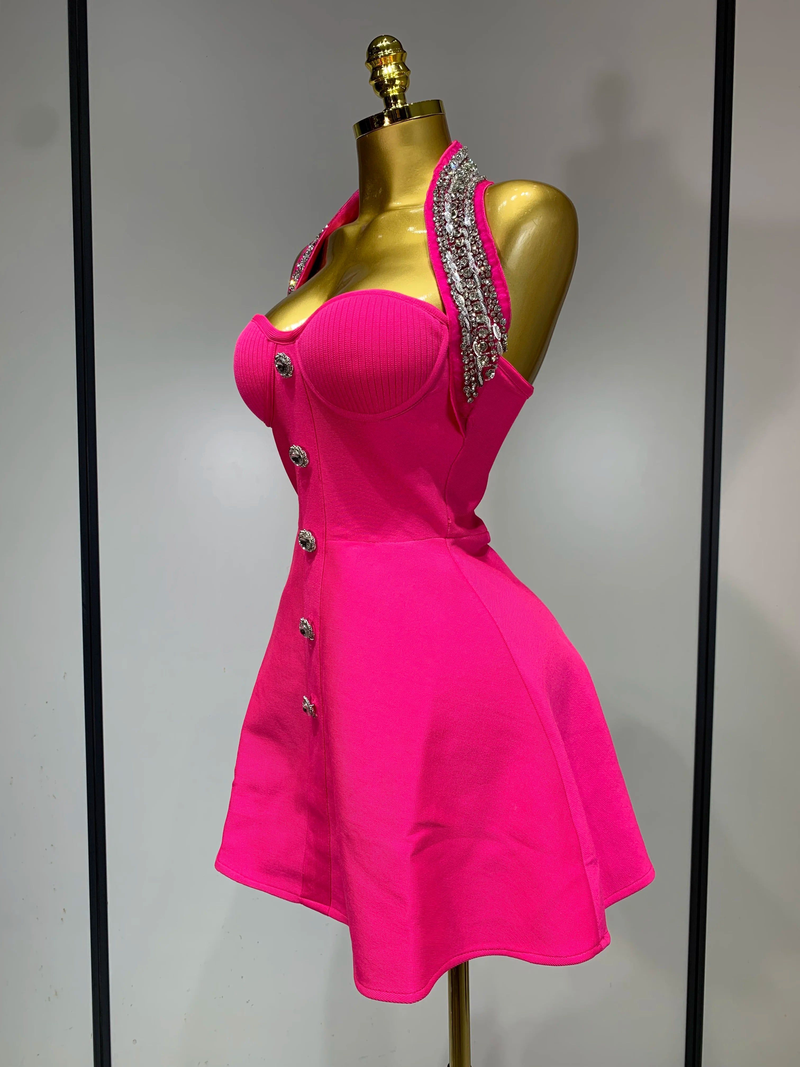 Women Luxury Birthday Dress Sexy Backless Beading A Line Bandage Dress 2025 Knitted Celebrity Elegant Evening Club Party Outfit